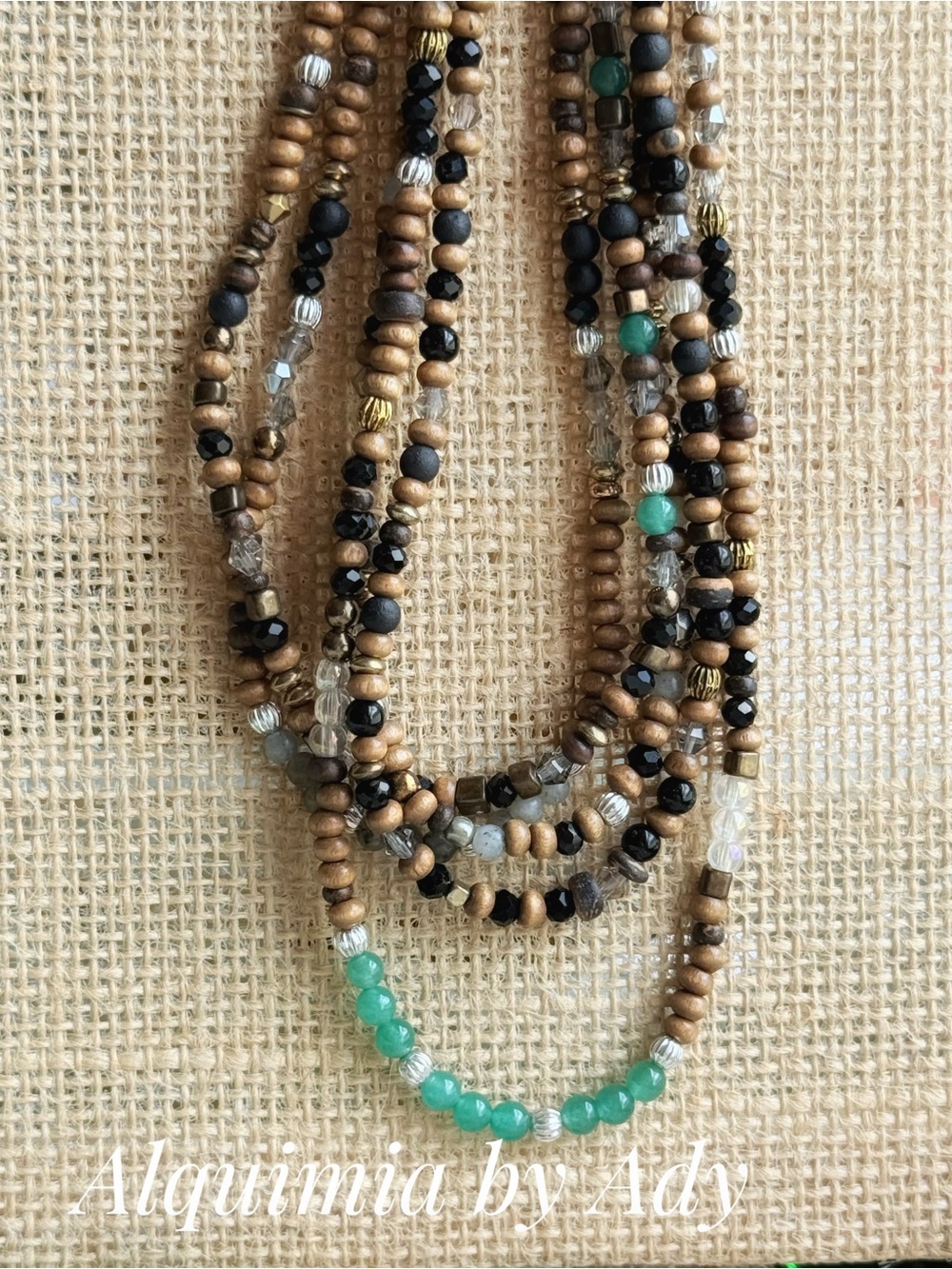 Surfer style gemstones beaded earthy short necklace - Picture 4 of 5